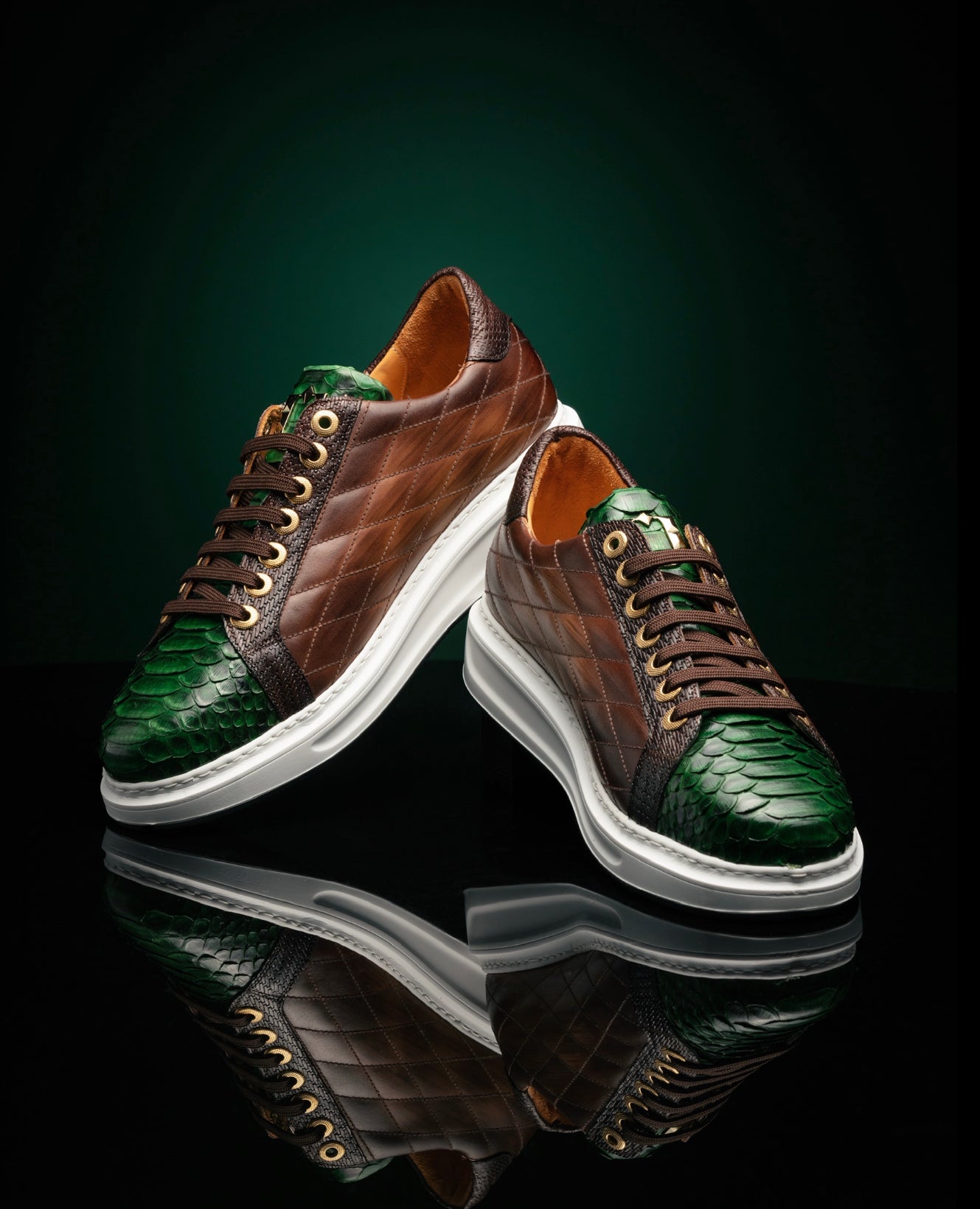 The Danilo Python Sneakers - Green & Brown - Sneaker by Urbbana