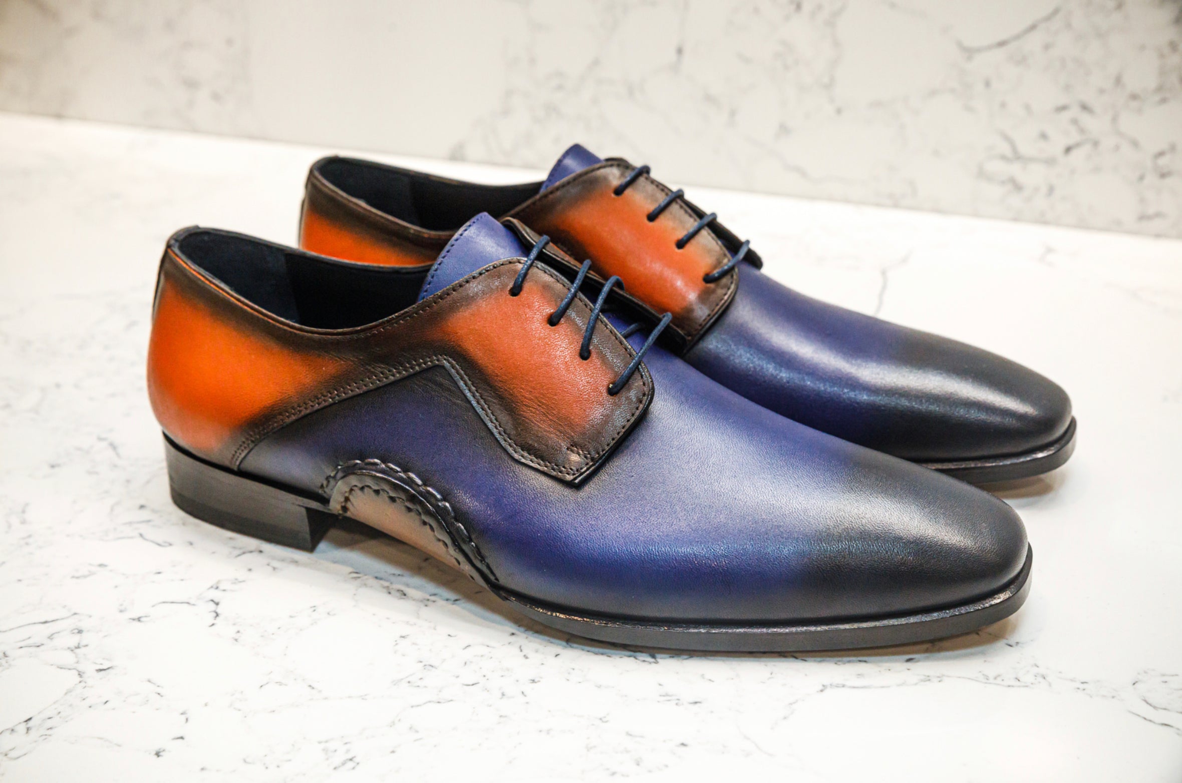 The Opanka Patina Shoes - Blue &amp; Orange - Brogues by Urbbana