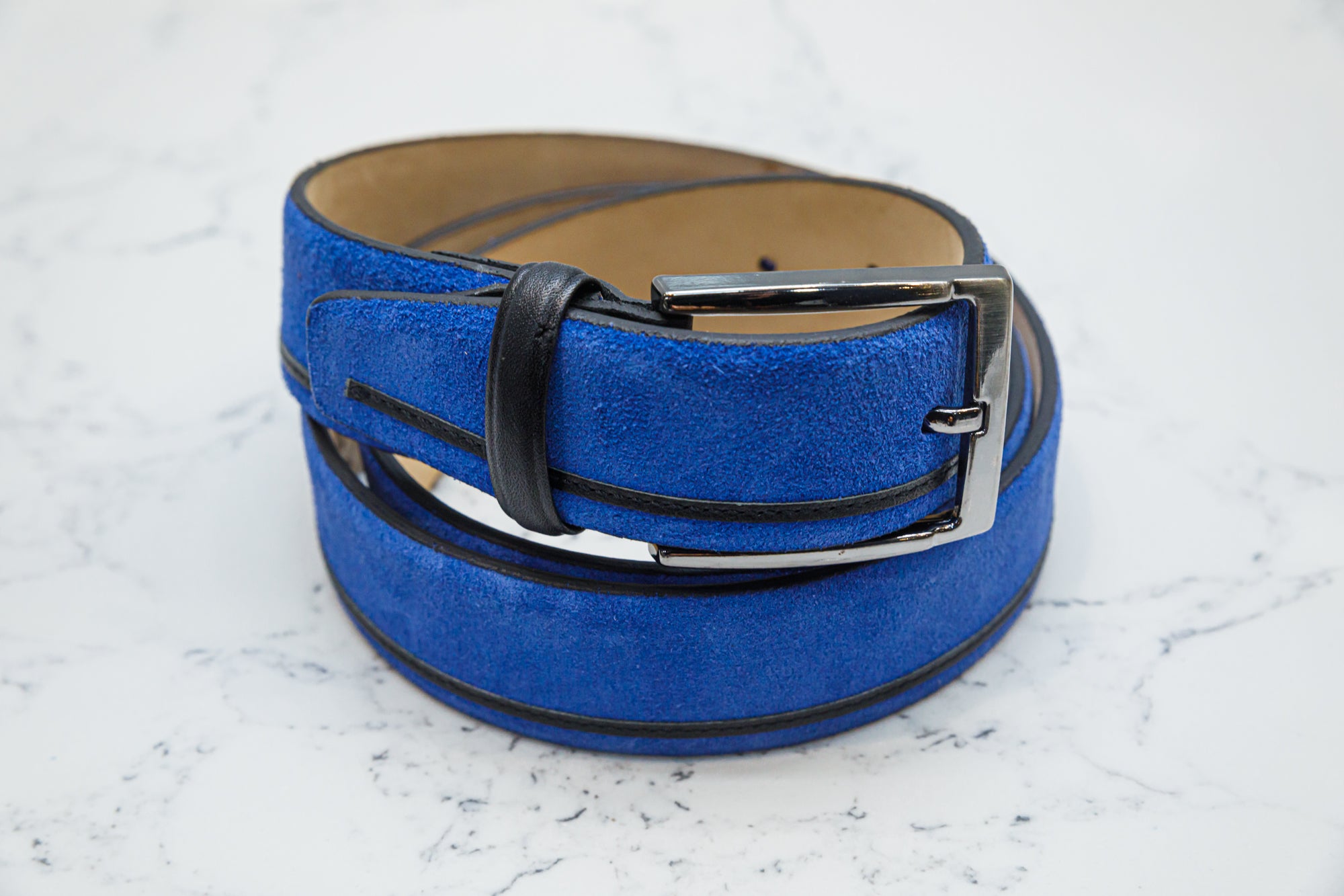 The Moreno Blue Suede Belt - Belt by Urbbana