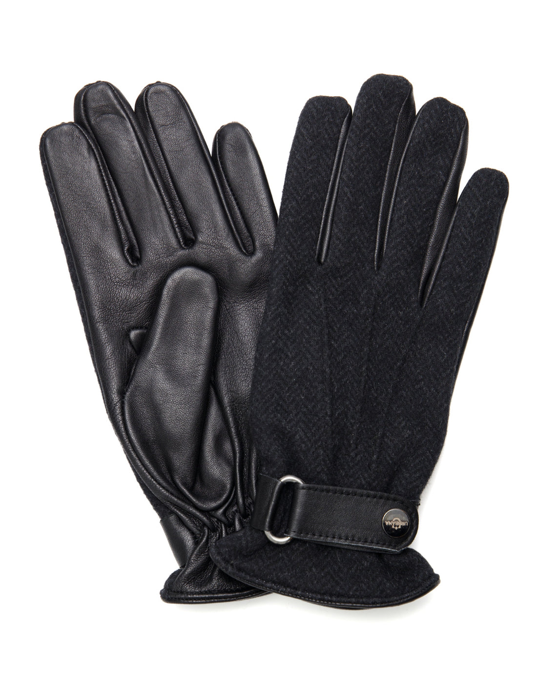 Lambskin Leather Gloves - Black Herringbone - URBBANA Luxury Gloves Collection
