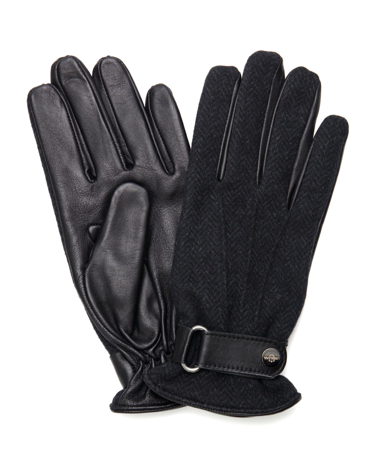 Lambskin Leather Gloves - Black Herringbone - URBBANA Luxury Gloves Collection