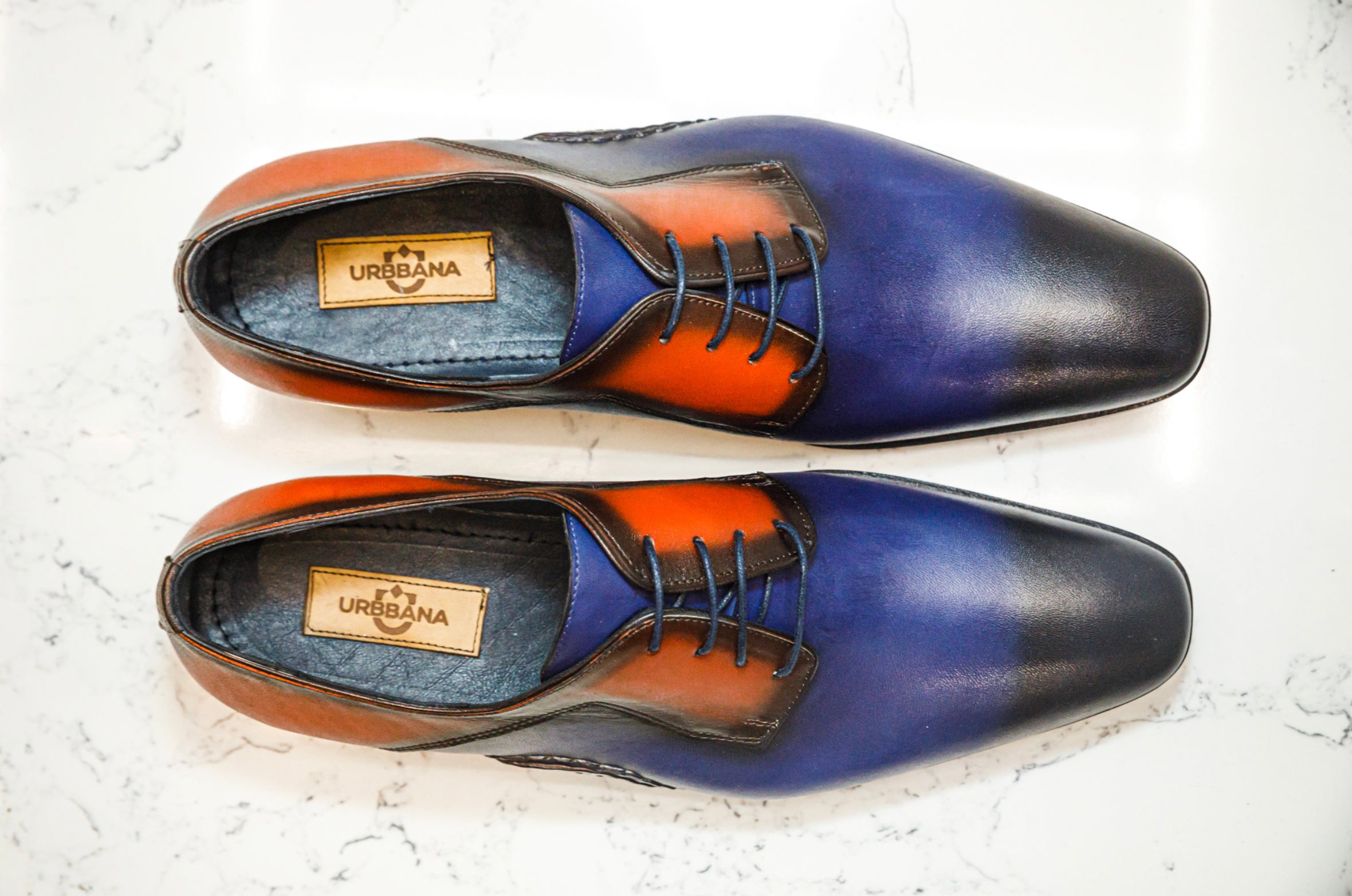 The Opanka Patina Shoes - Blue &amp; Orange - Brogues by Urbbana