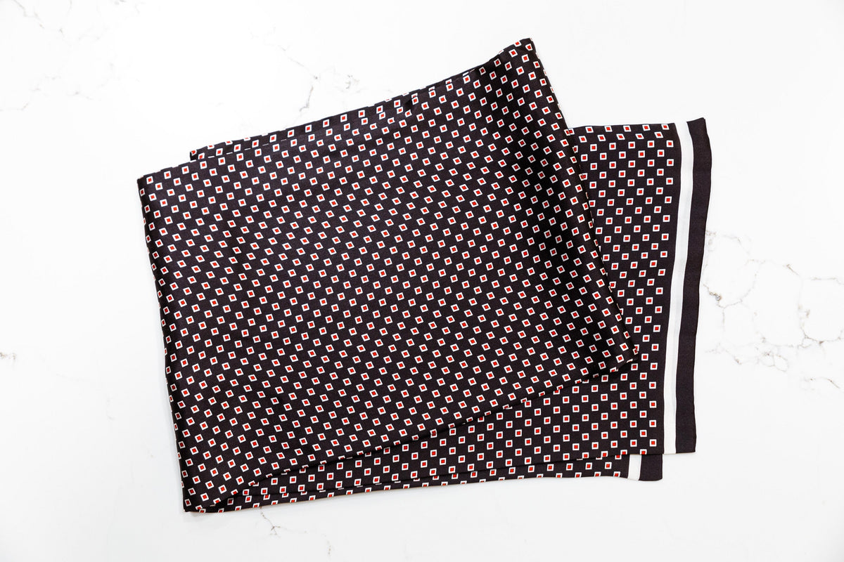 Silk Scarf - Black & Red - URBBANA Silk Scarves