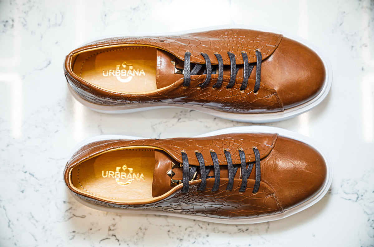 The Croco Sneakers - Tan - Sneaker by Urbbana