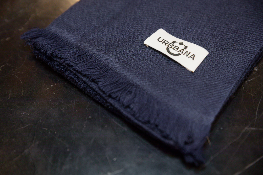 Cashmere/Silk Blend Scarf - Navy