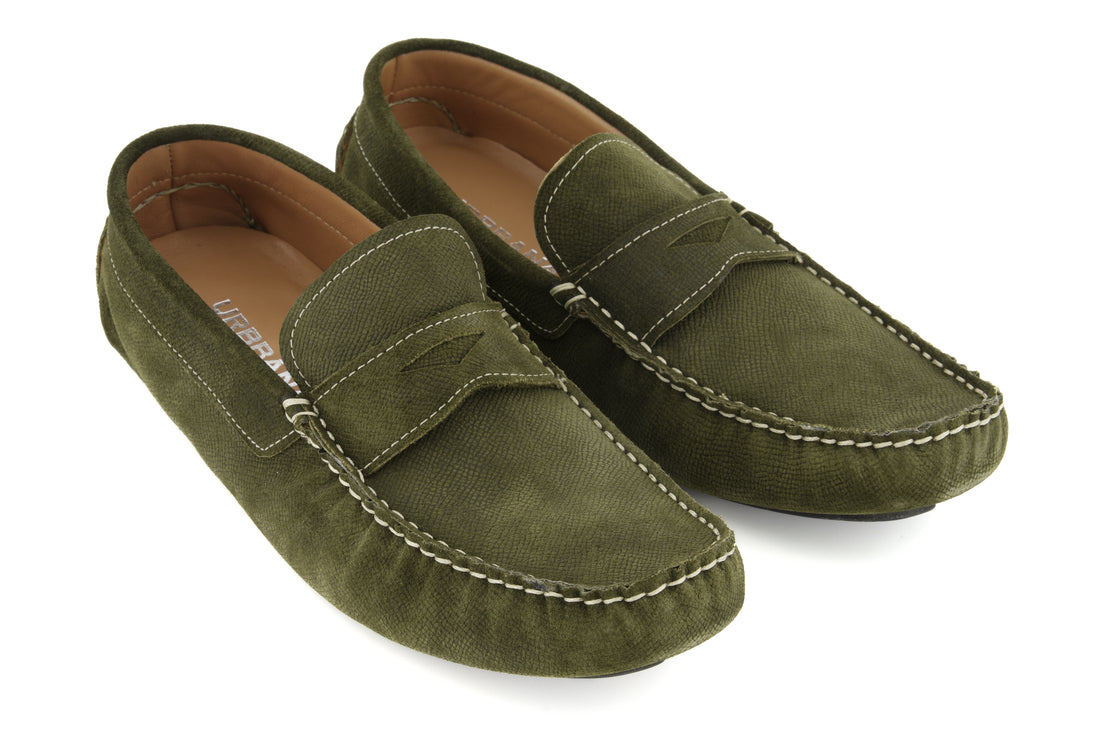 Portofino Driving Loafers - Green Suede - URBBANA Luxury Loafers