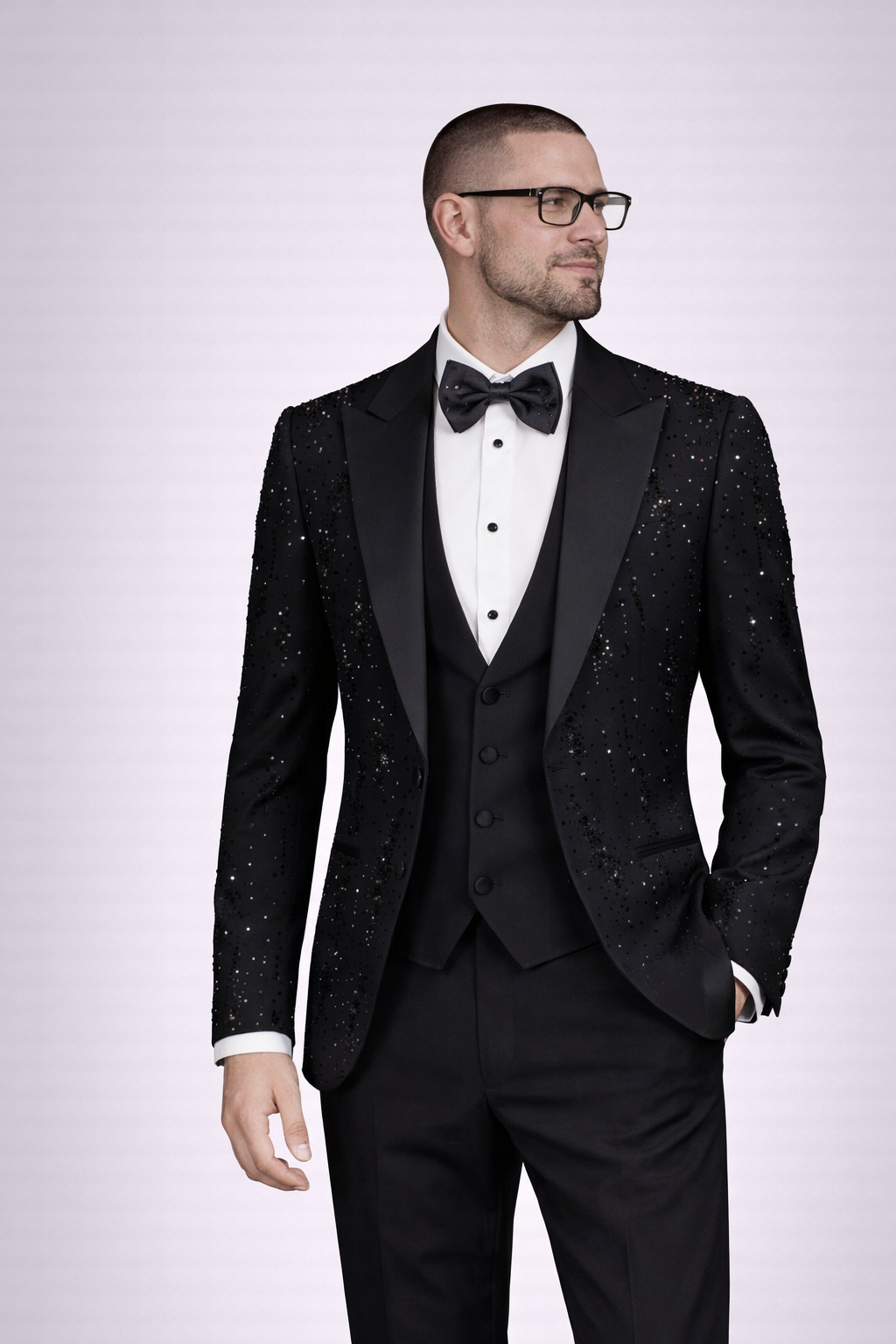The Roc Meteor Rain Ceremonial 3pc Suit - Black/Silver beaded