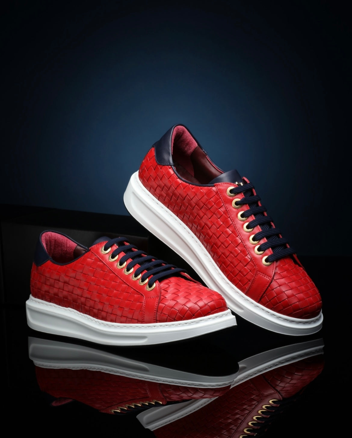 Danilo Braided Sneakers - Red & Navy - Sneaker by Urbbana