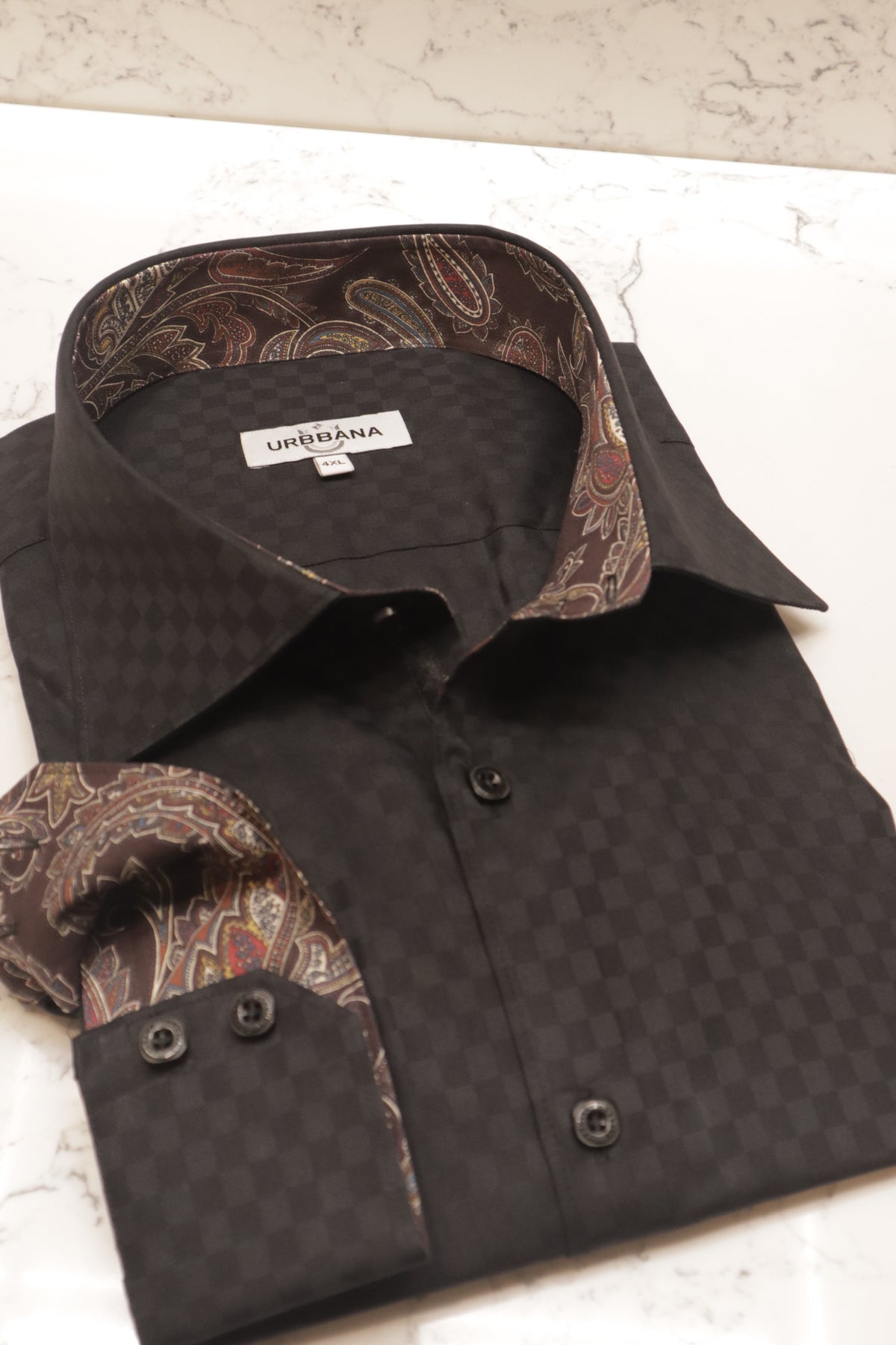 Minimalist black shirt with subtle check design