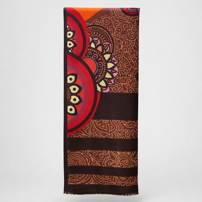 The Florence Silk Scarf - Brown Geometric