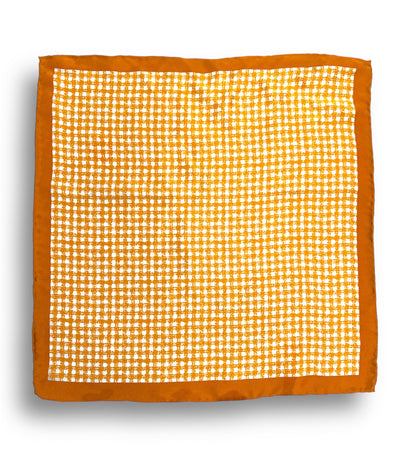 Pocket Square - Orange Trim &amp; Gingham Pattern