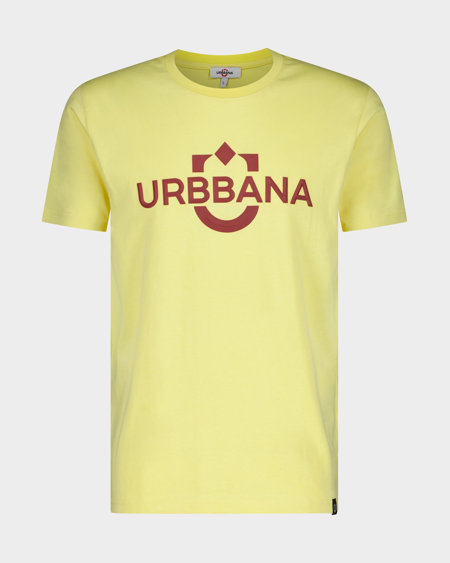 3D Rubber Embossed URBBANA T Shirt - Yellow/Burgundy