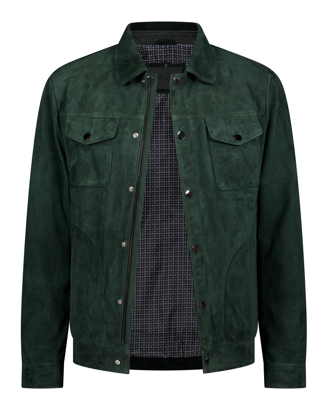 Trucker Suede Leather Jacket - Emerald Green - Leather Jacket by Urbbana