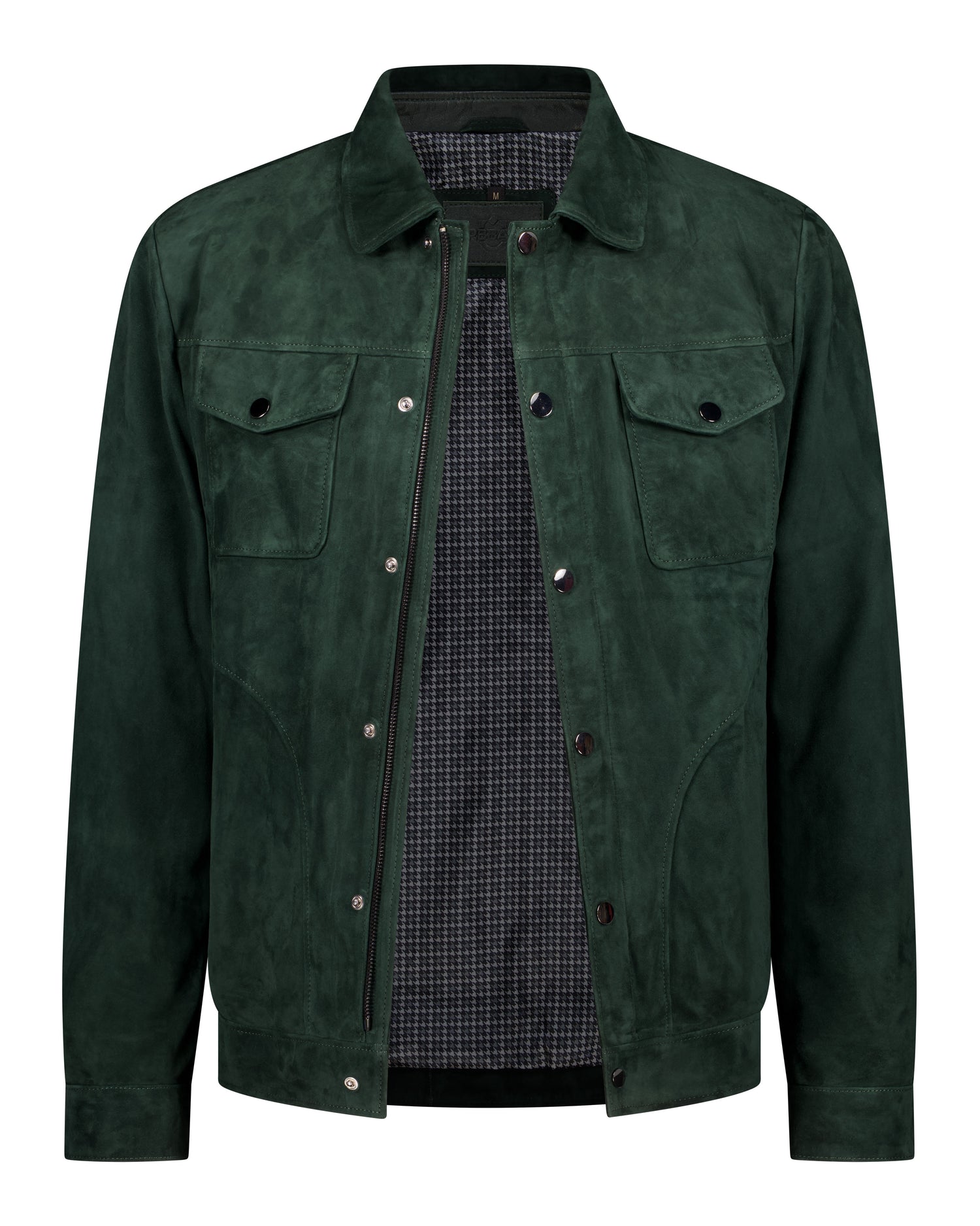 Trucker Suede Leather Jacket - Emerald Green