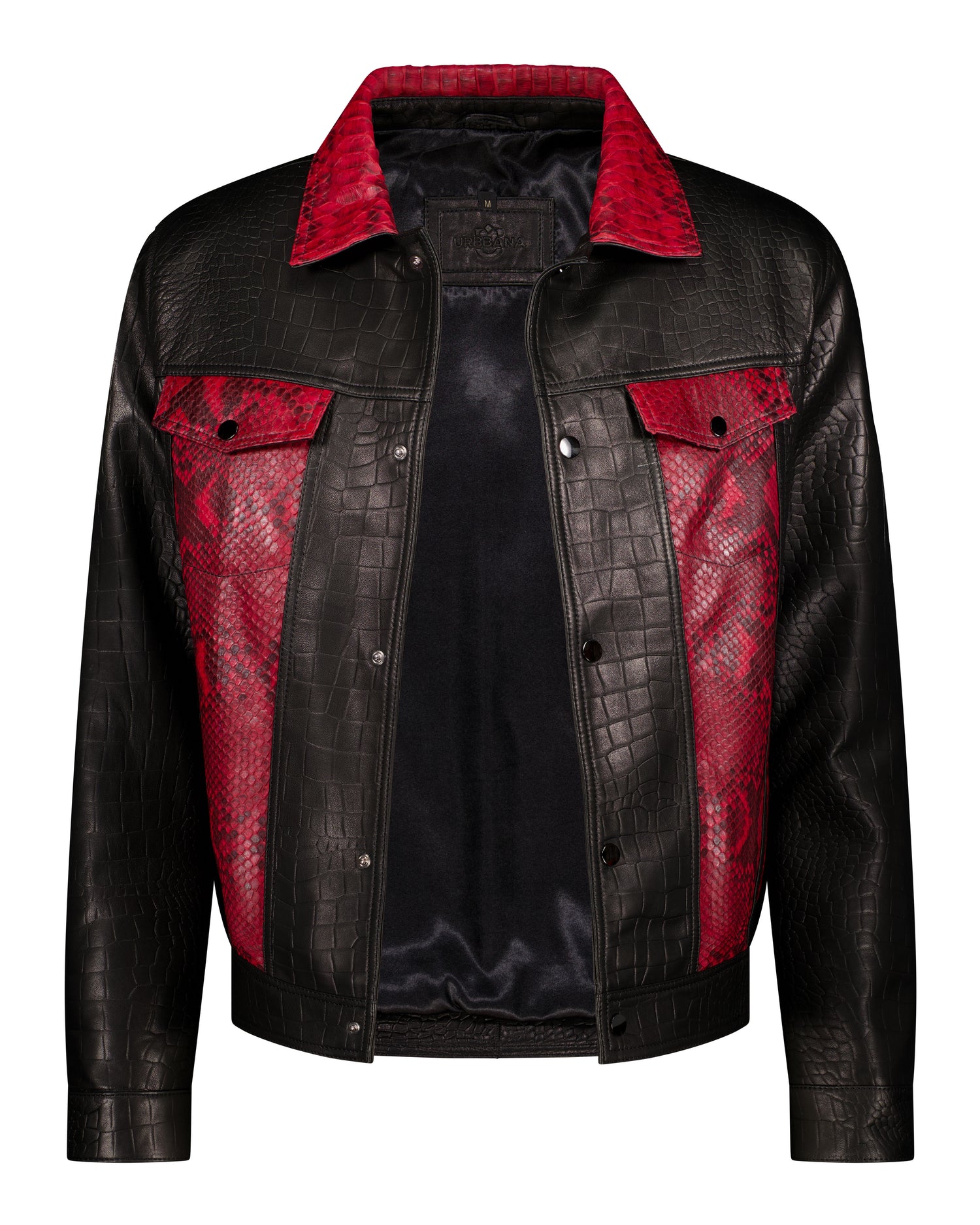 Presley - Black and Red Python and Lambskin Jacket - Leather Jacket by Urbbana