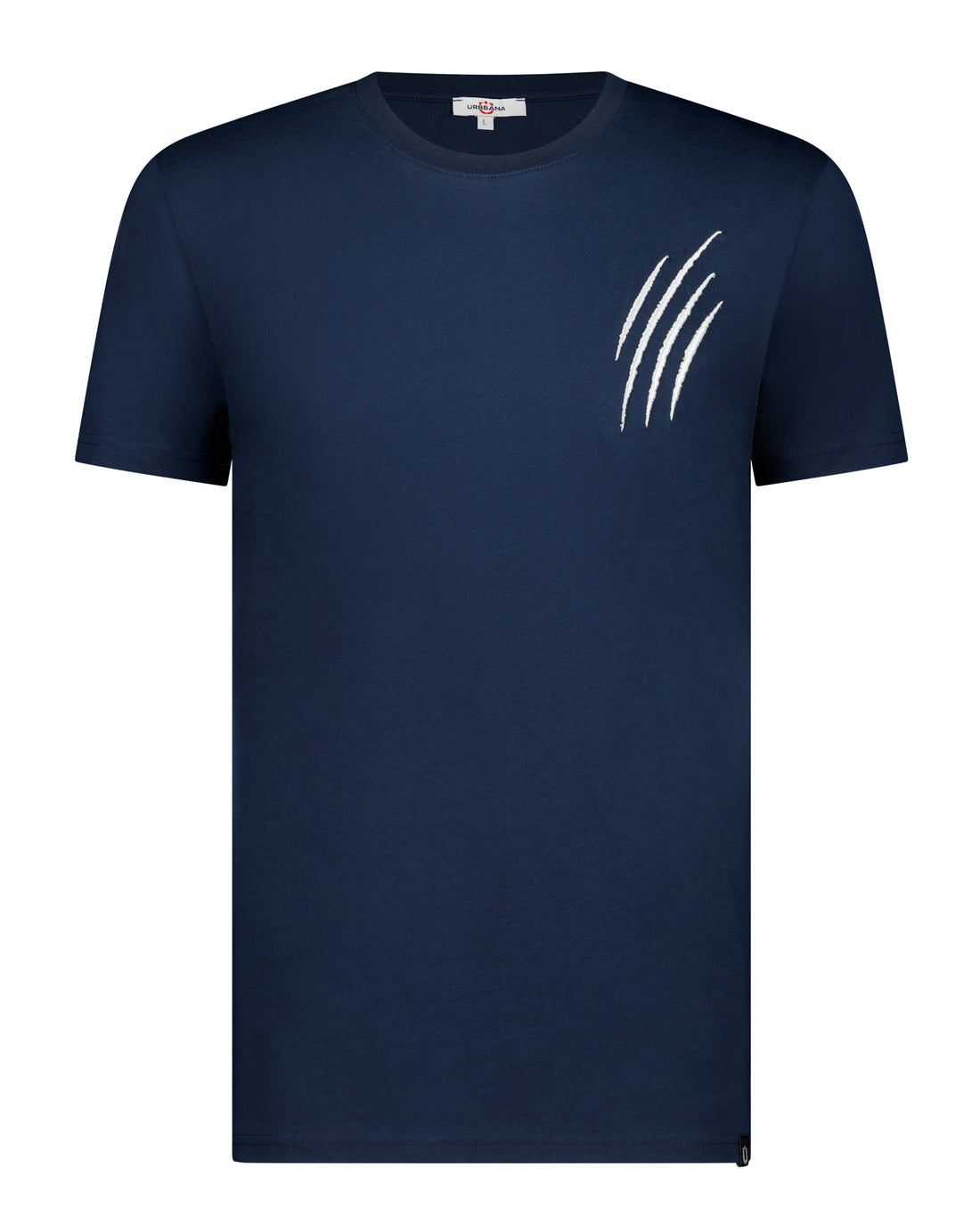 Fine Cotton T-shirt with Claw Embroidery - Navy - t-shirt by Urbbana