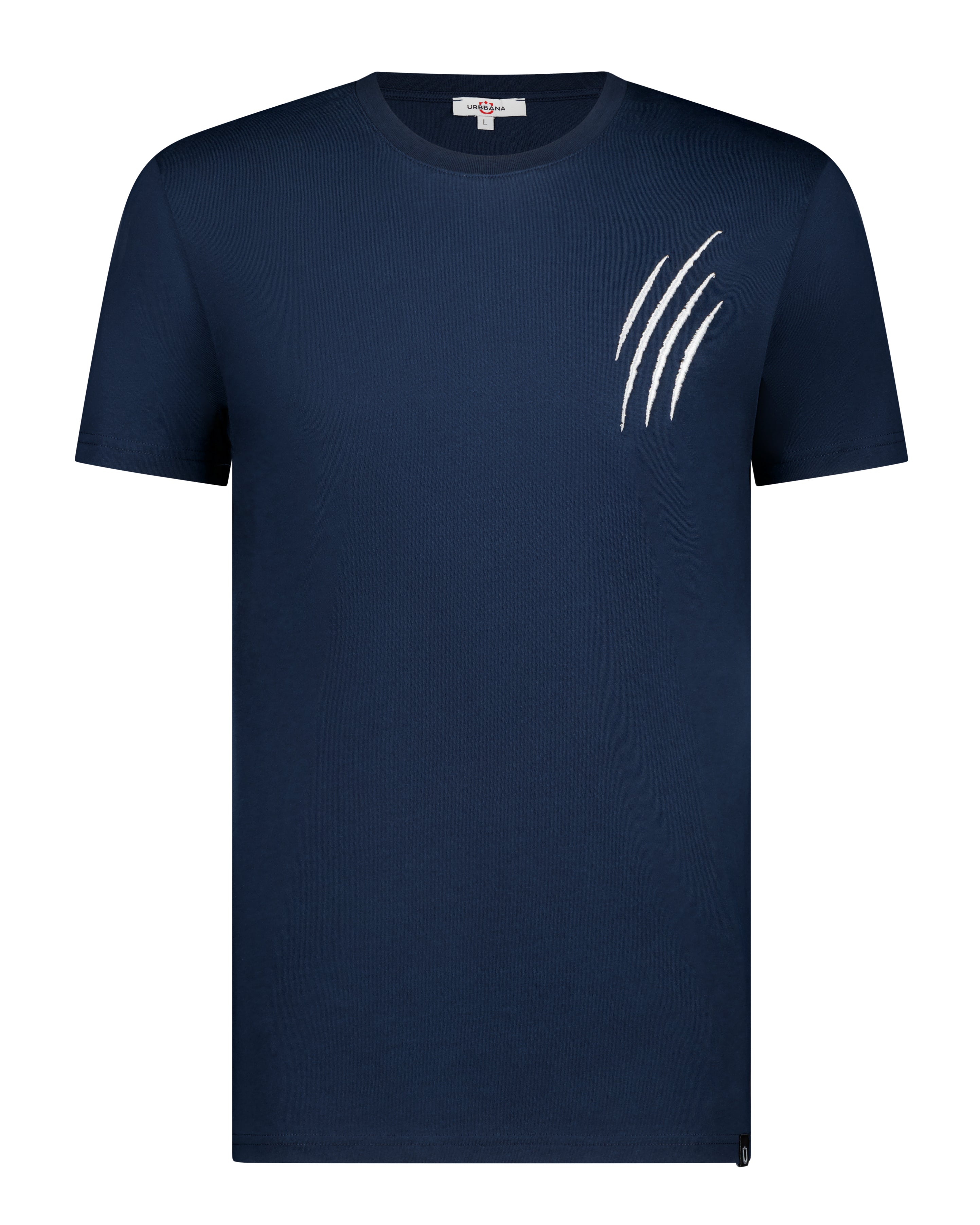 Fine Cotton T-shirt with Claw Embroidery - Navy