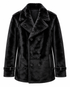 Black kangaroo fur leather jacket with mink collar, front view