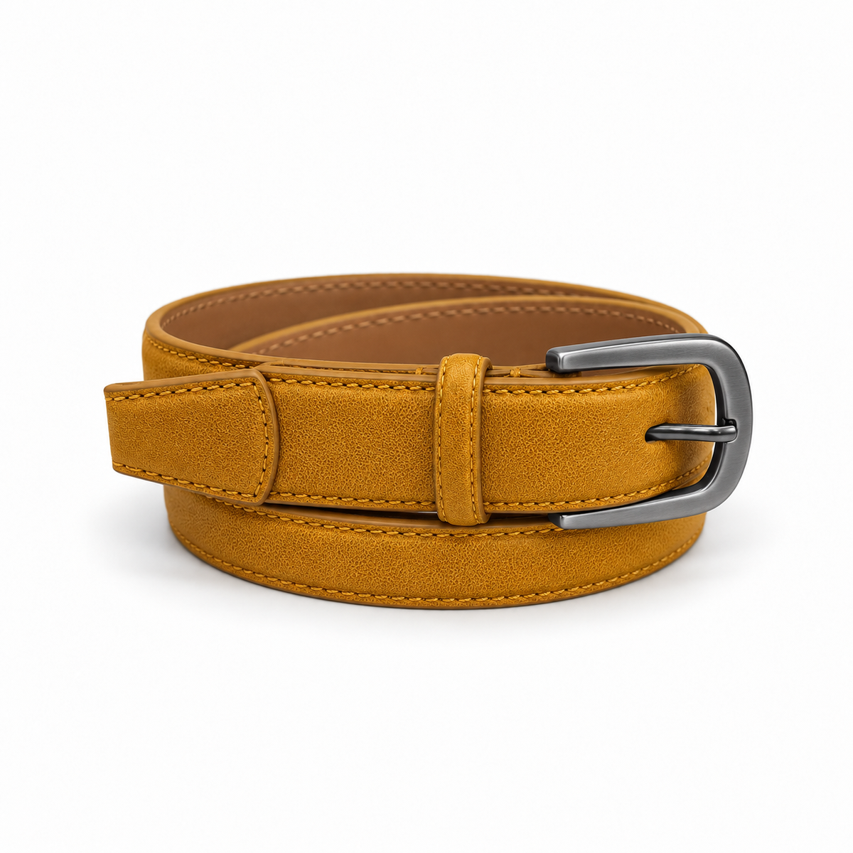 The Rami Belt - Mustard — coiled studio view