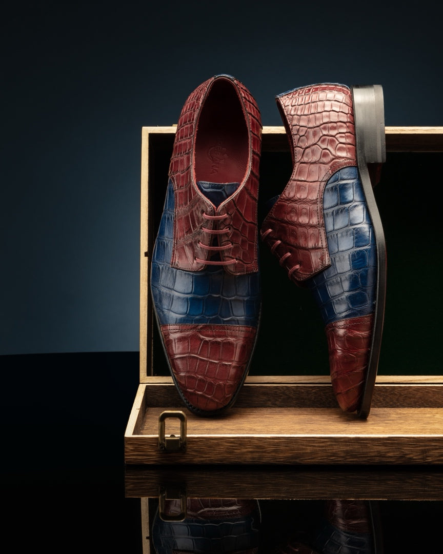 Alligator - Two-tone Derby - Shoes by Urbbana - Handmade Luxury Shoes