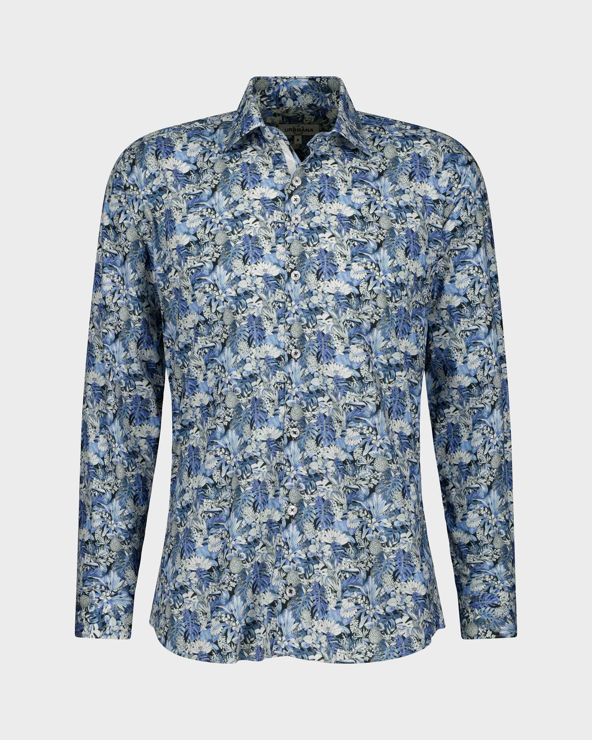 URBBANA blue tropical garden-print shirt.