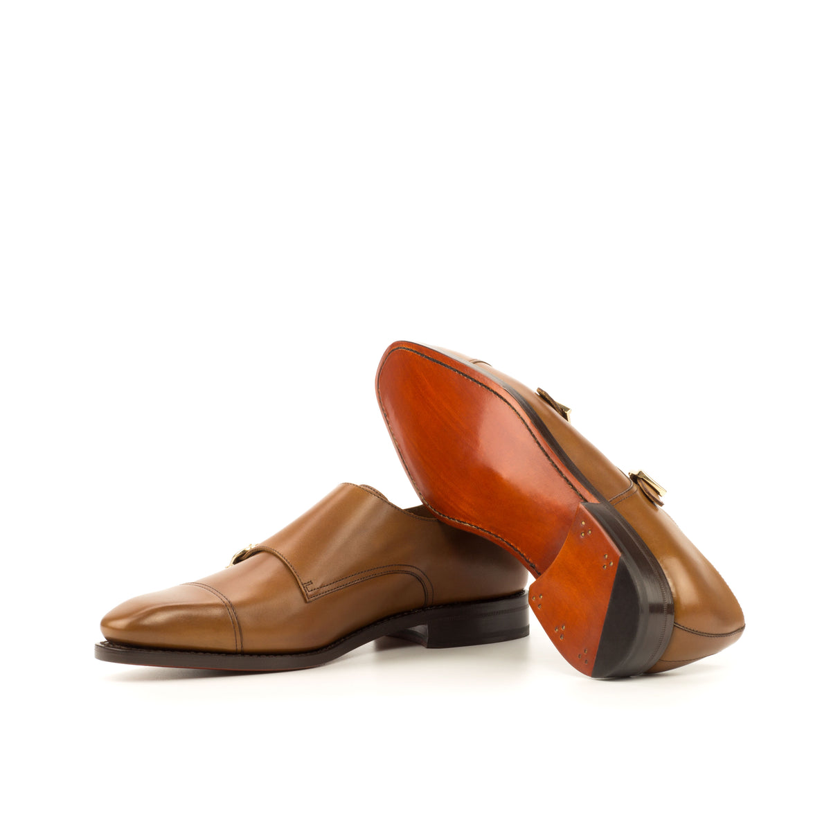 URBBANA Double Monk Goodyear Welted Box Calf Cognac angled view 9.