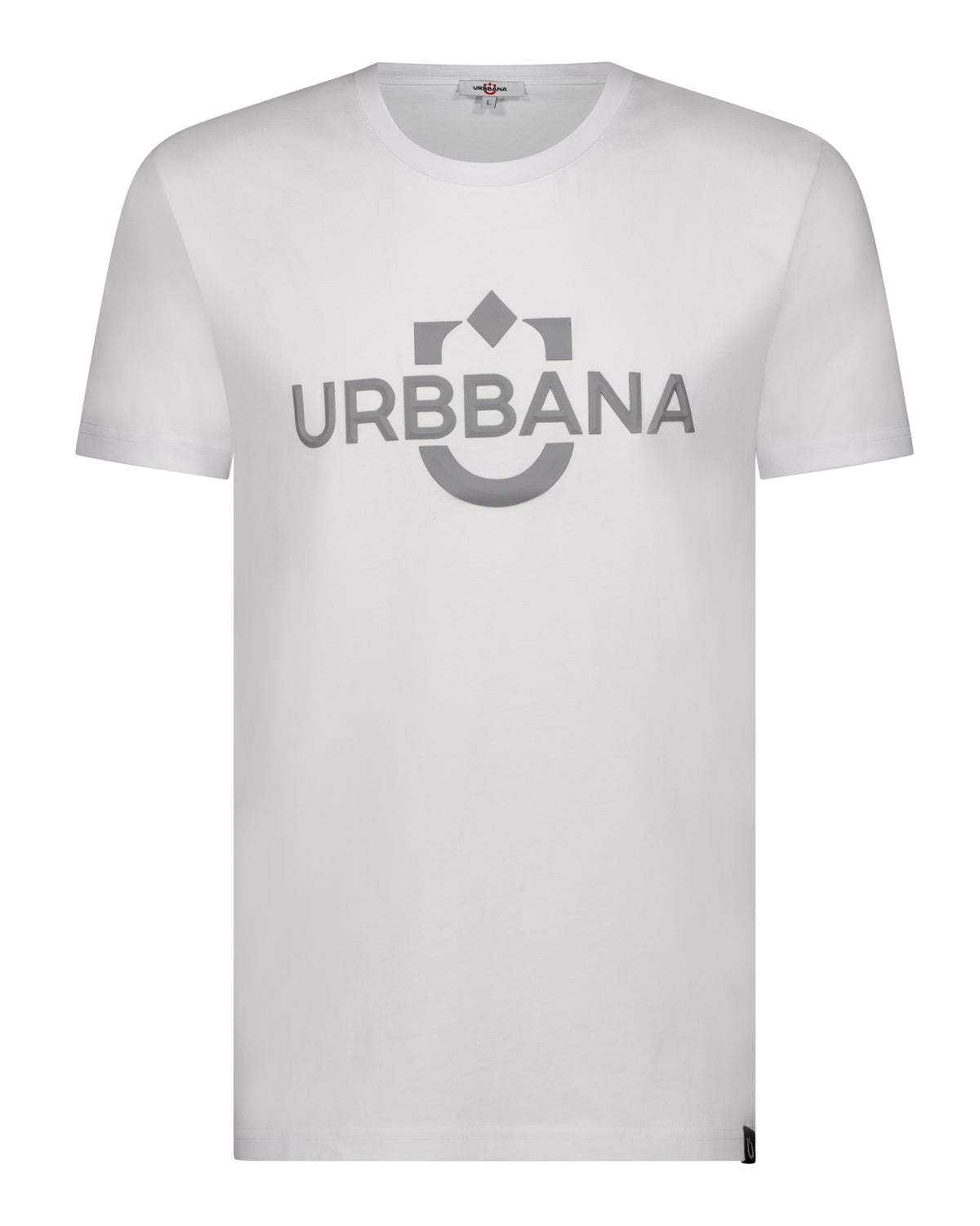 Fine Cotton URBBANA T-shirt with 3D Rubber Embossing - White - Unique Handmade T-Shirts