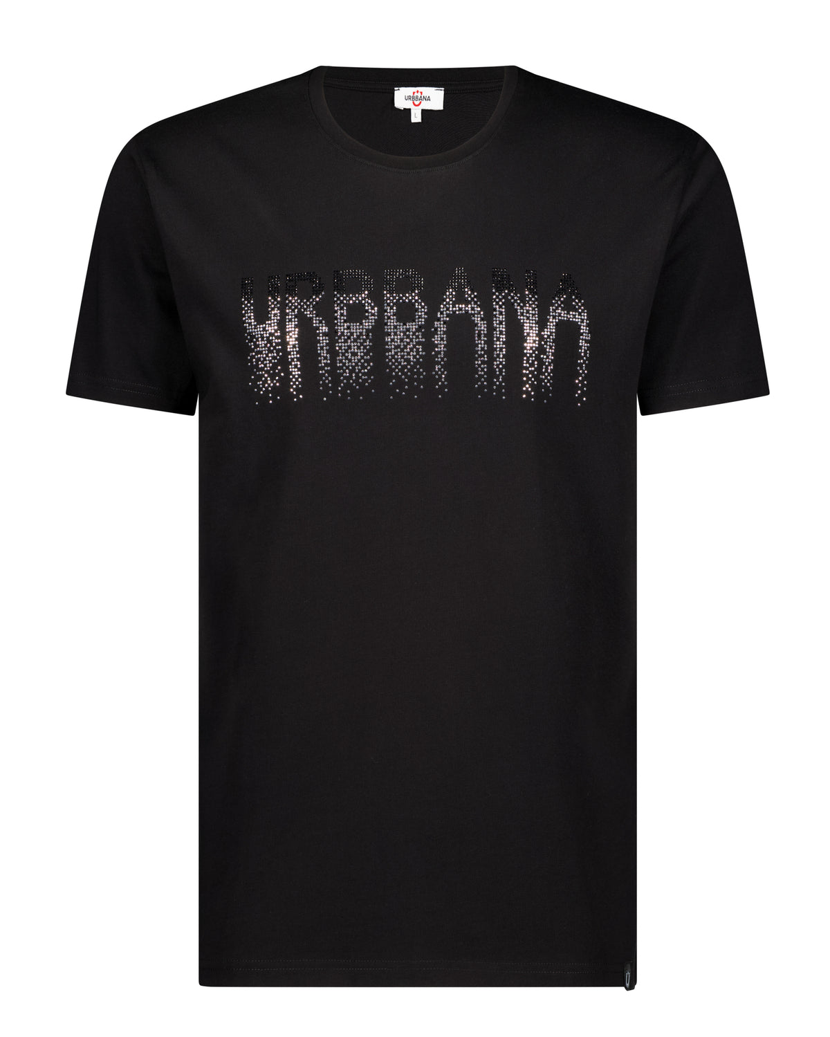 Fine Cotton URBBANA T-shirt with Rhinestone Embellishment - Black - t-shirt by Urbbana