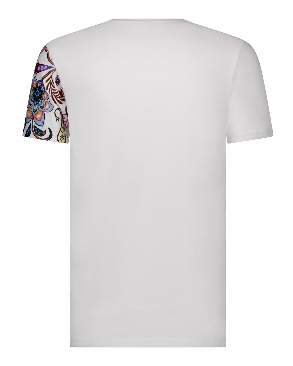 Fine Cotton T-shirt with Shoulder Paisley Print - White - t-shirt by Urbbana
