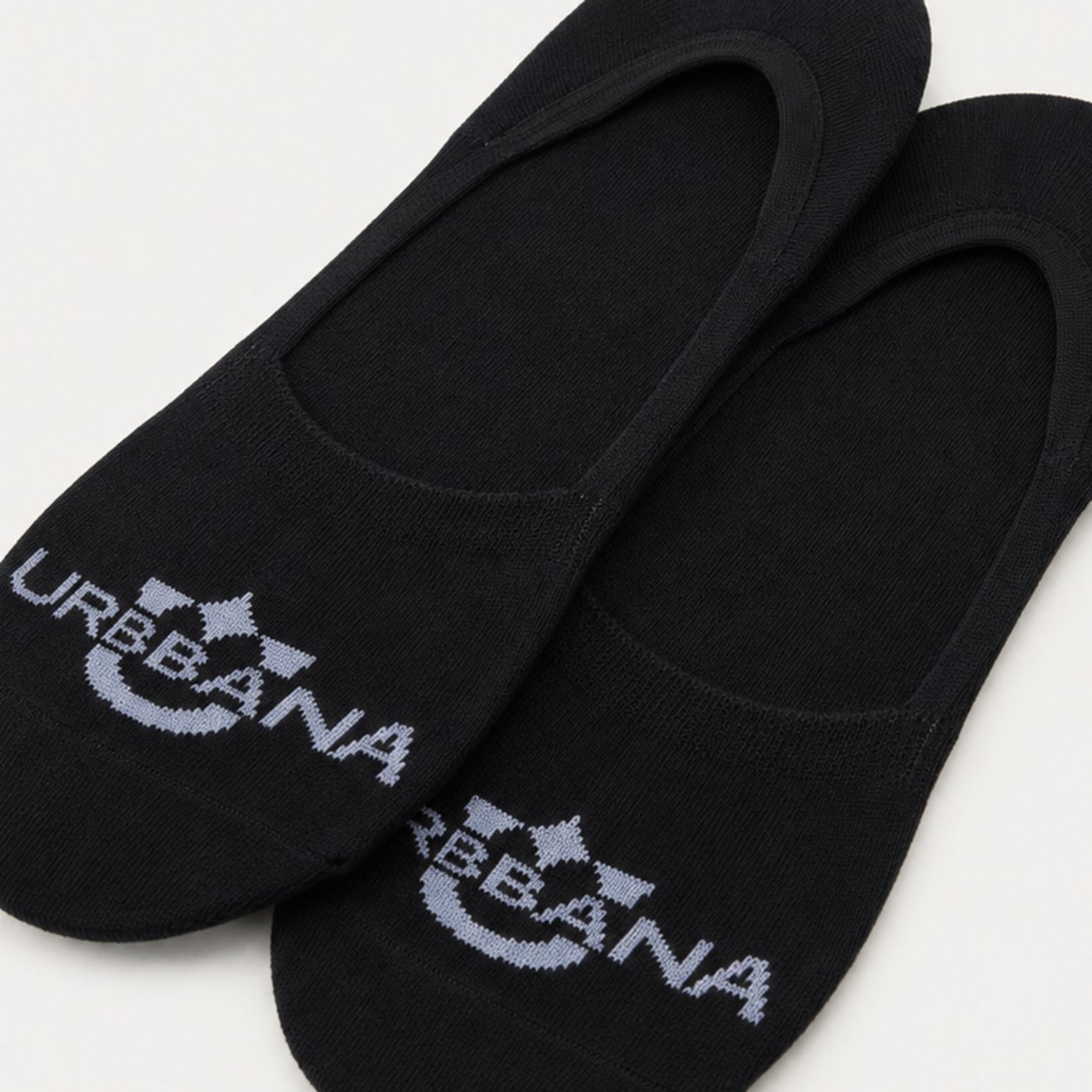 Detail view of Black invisible no-show socks by URBBANA