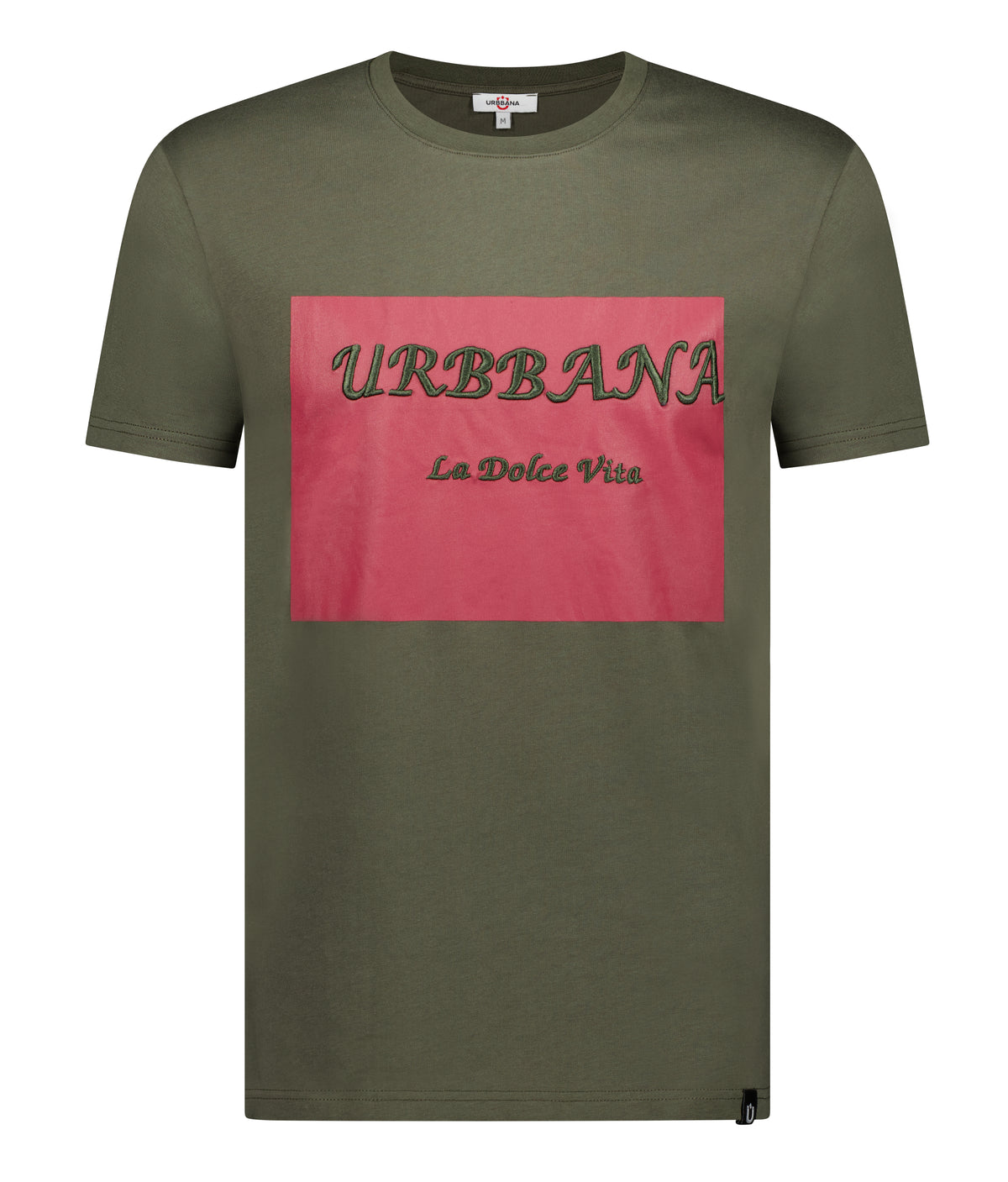URBBANA La Dolce Vita army-green flag T-shirt.
