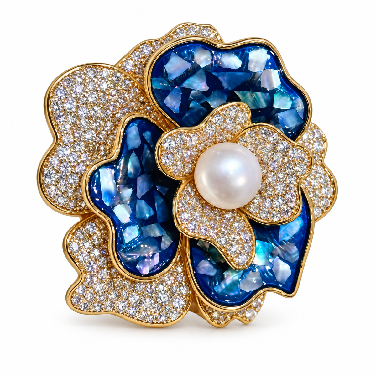 Ocean Bloom Zircon Lapel Pin