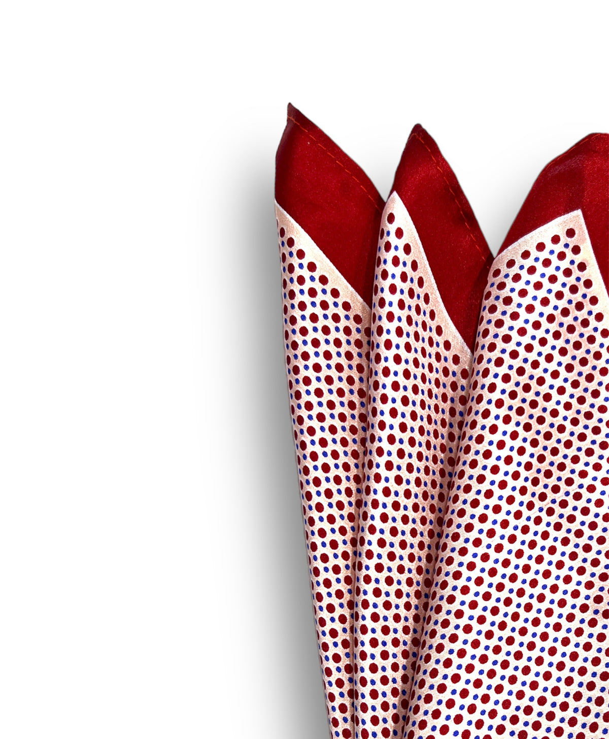 URBBANA light-pink pocket square with red dots.