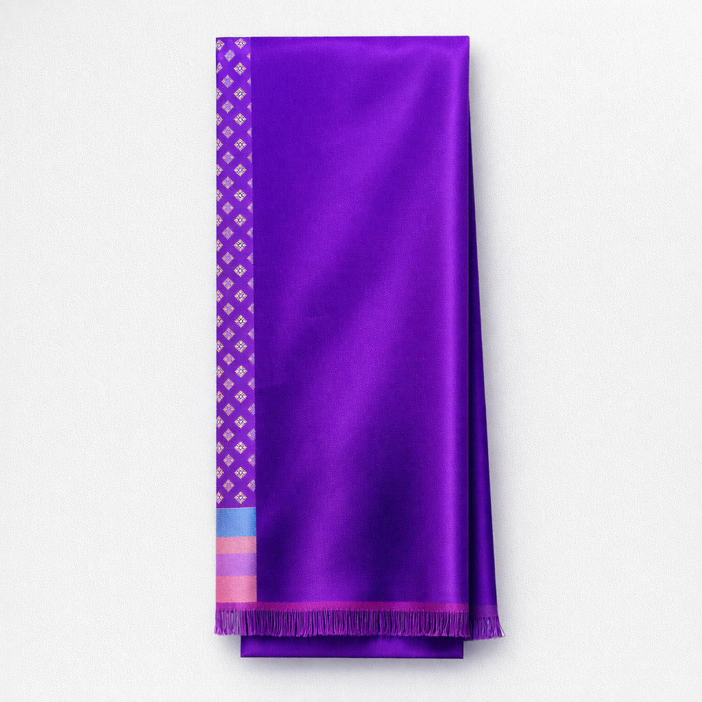 URBBANA solid purple necktie displayed vertically on a light background.