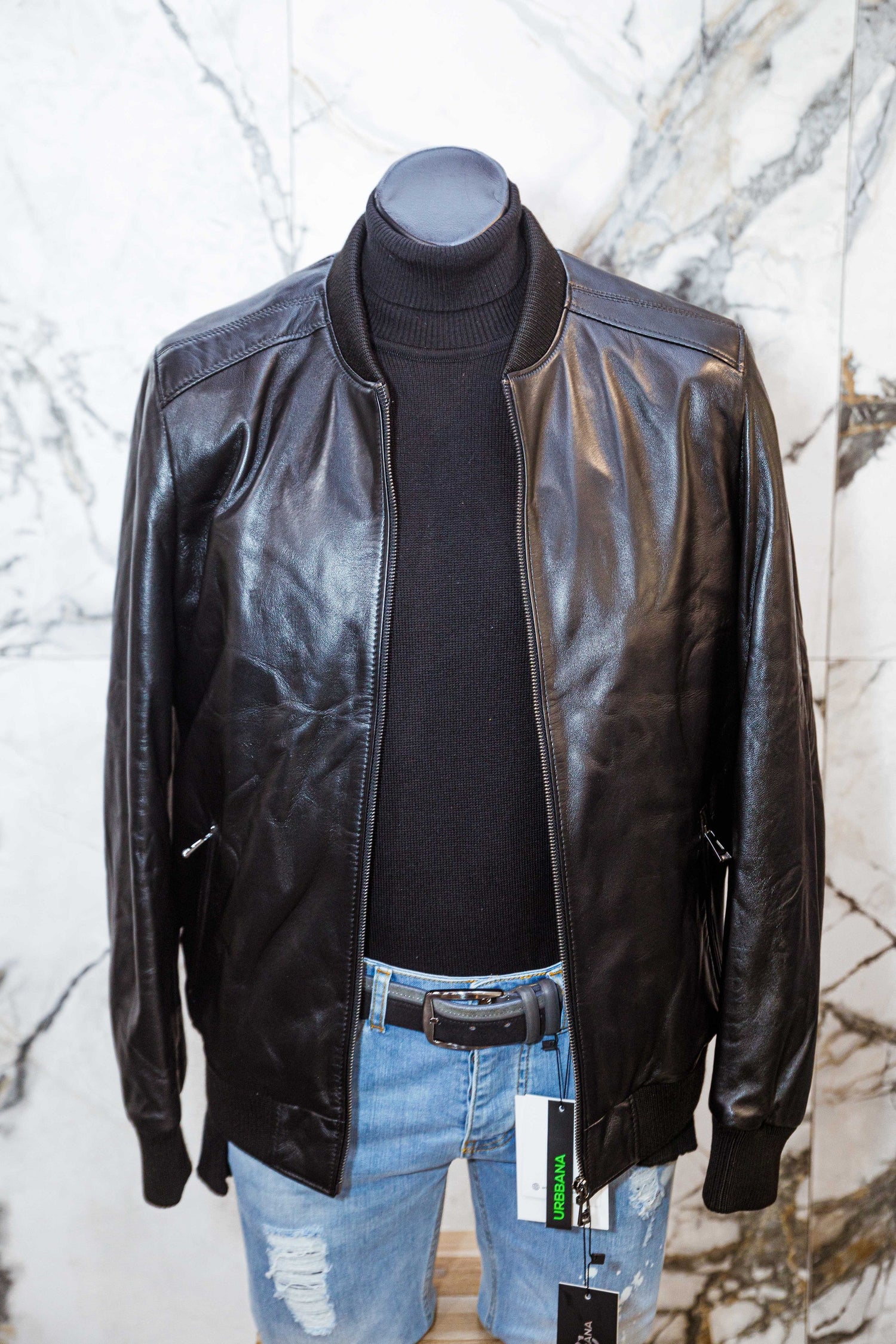Lambskin Leather Jacket - Minimal Black - Leather Jacket by Urbbana