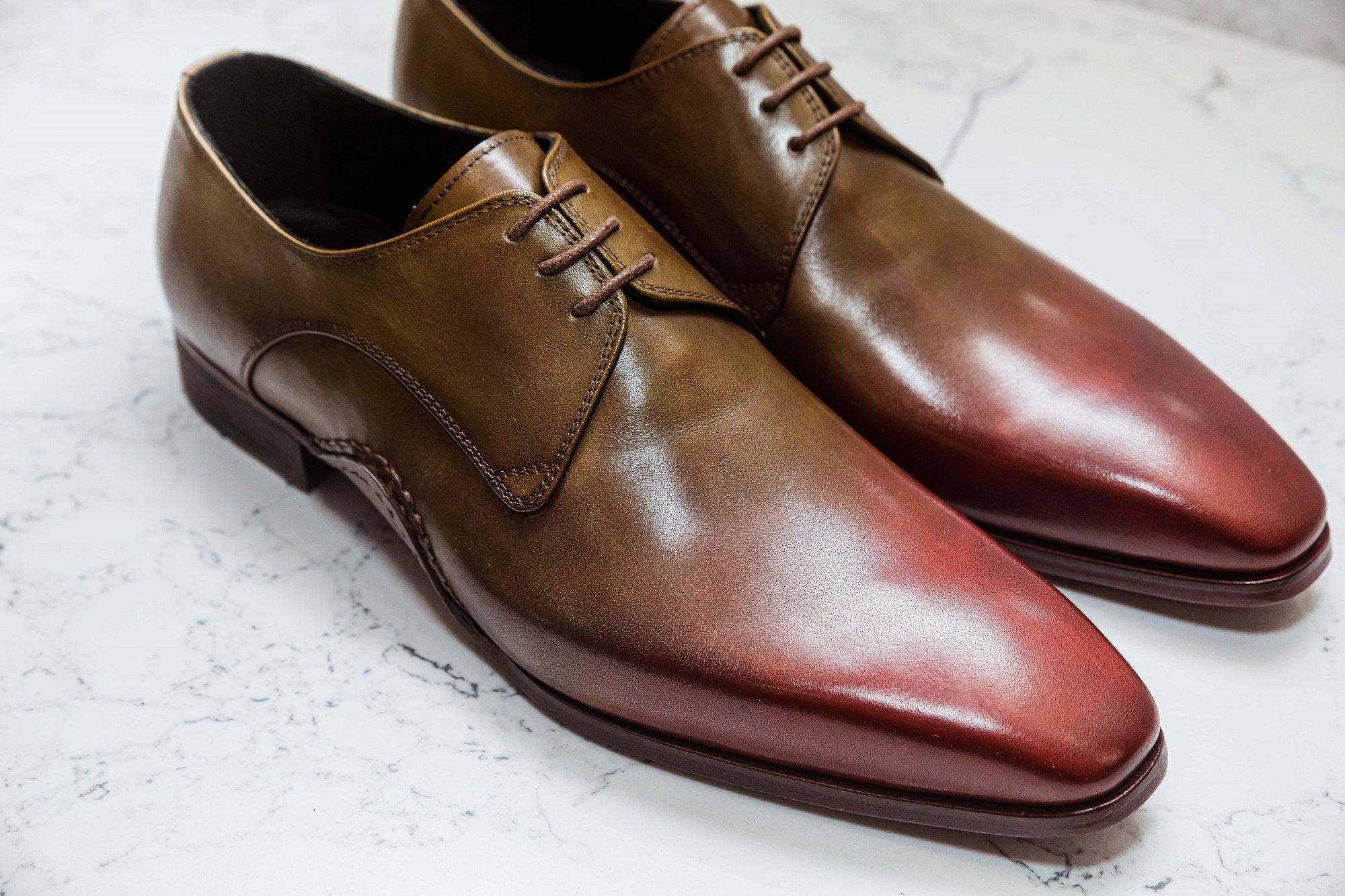 Ambrogio Bespoke Men's Shoes Cognac Patina Leather Whole-Cut Oxfords ( –  AmbrogioShoes