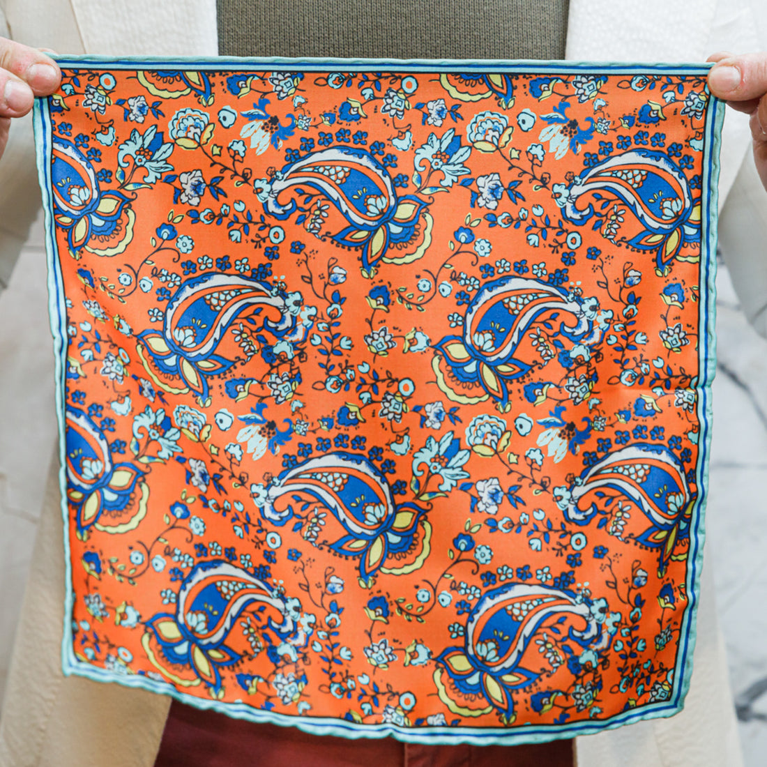 Pocket Square - Blooming Orange - Pocket Square by Urbbana