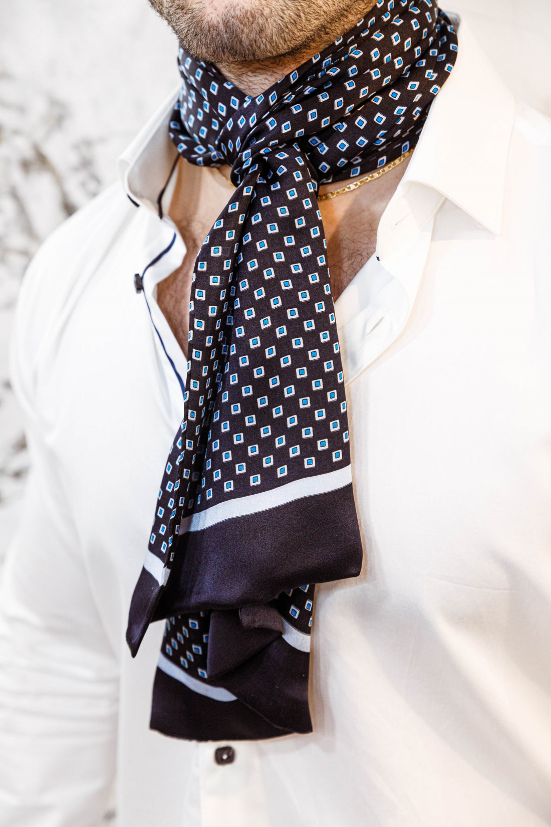 Silk Scarf - Navy &amp; Blue - Scarf by Urbbana