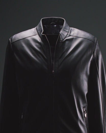 Bomber Leather Jacket - Black