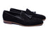 The Diamanté Suede Loafers - Black - Loafers by Urbbana