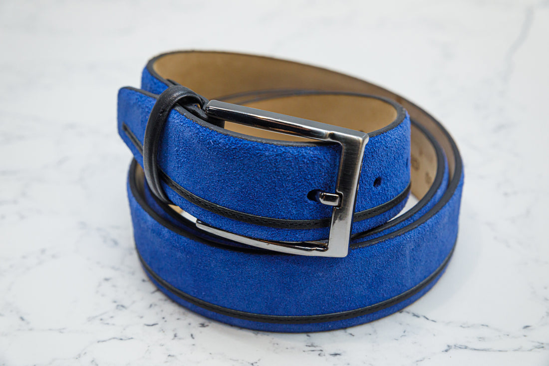 The Moreno Blue Suede Belt - Belt by Urbbana