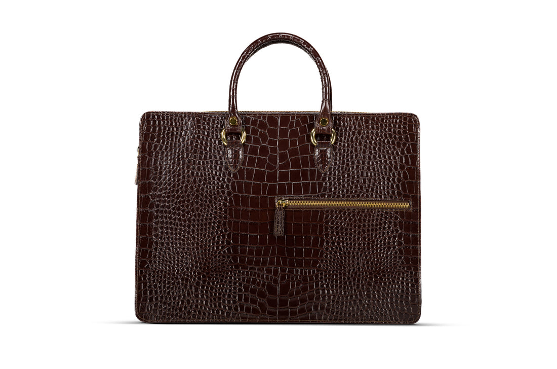 The Luna Briefcase - Chocolate Brown - URBBANA Bag Collection