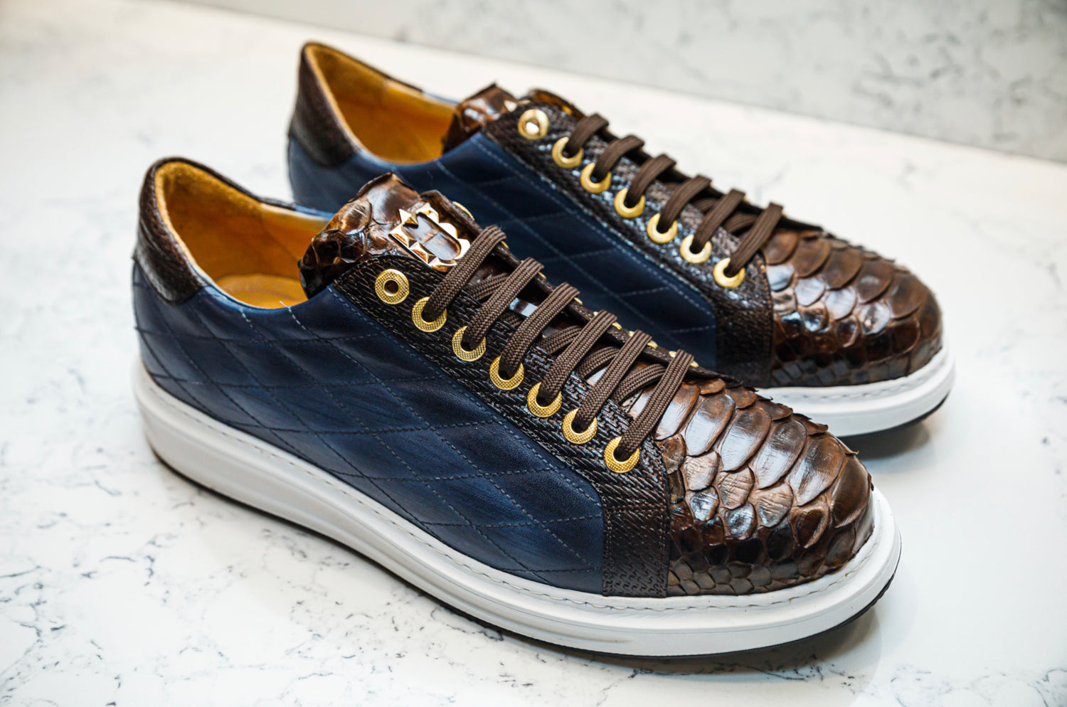 The Danilo Python Sneakers - Brown &amp; Navy - Sneaker by Urbbana