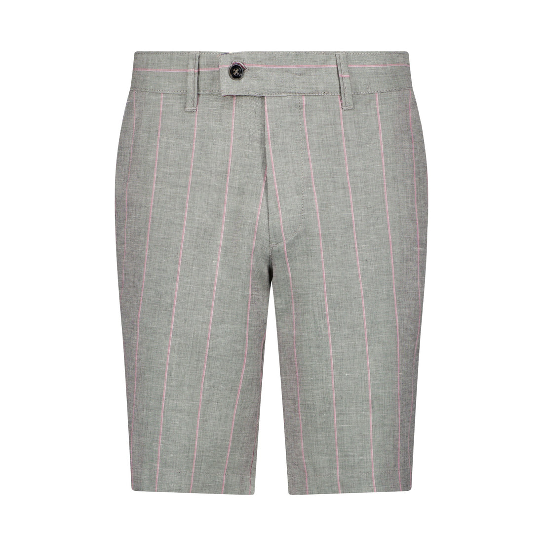 The Dante Linen Shorts - Grey &amp; Pink Pinstripe