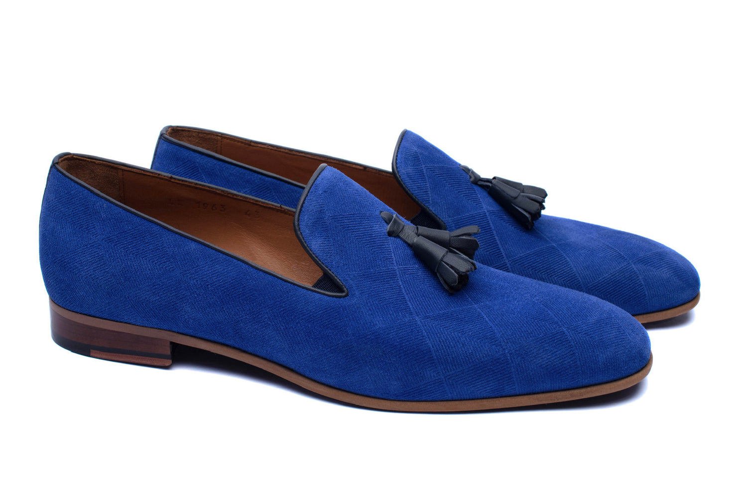 The Diamanté Suede Loafers Royal Blue- Handmade By Urbbana