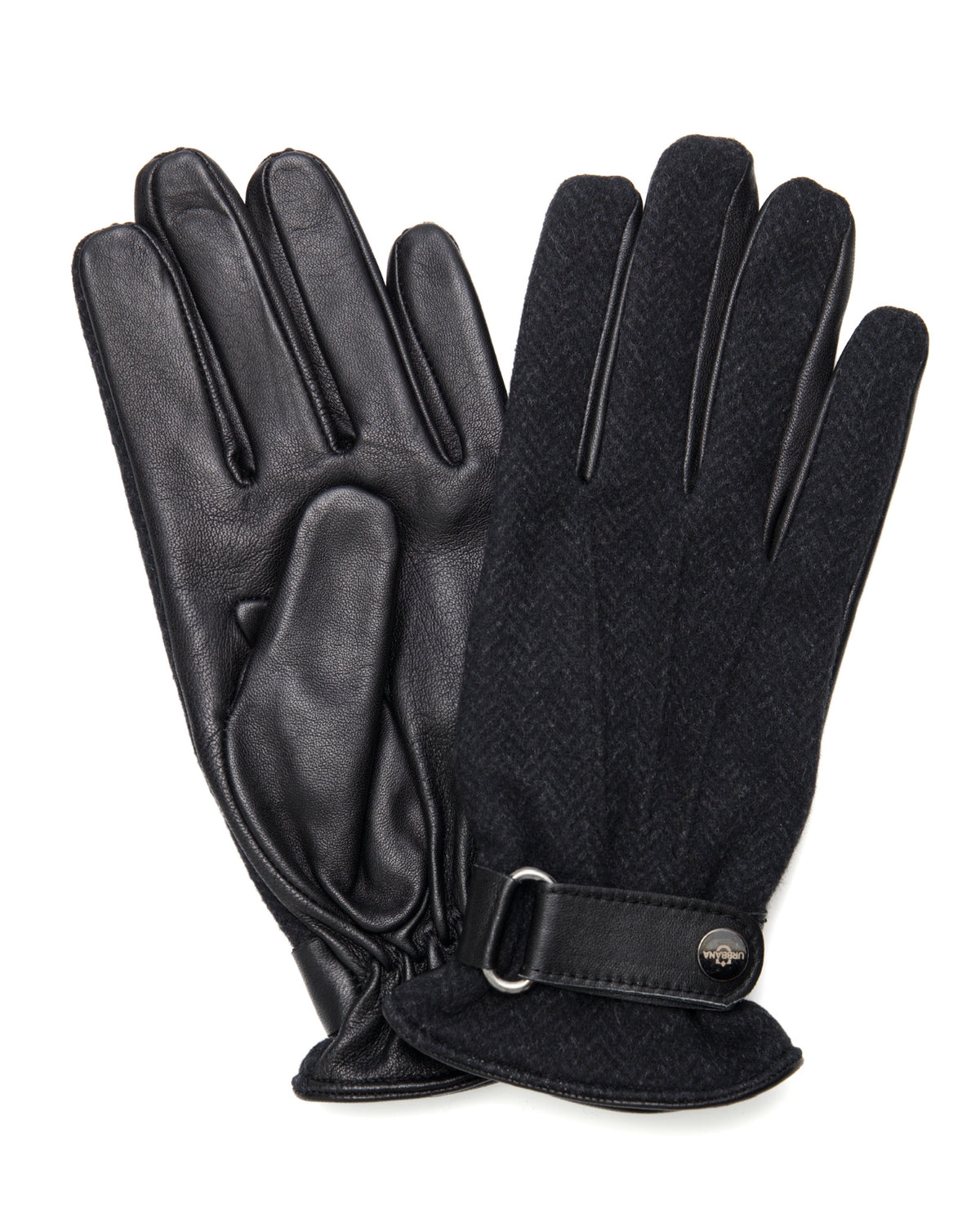 Lambskin Leather Gloves - Black Herringbone - URBBANA Luxury Gloves Collection