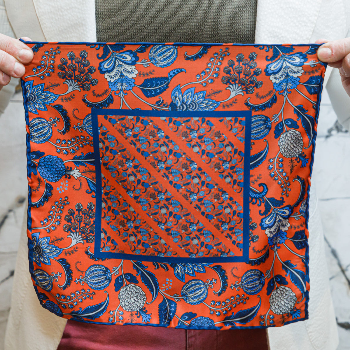 Pocket Square - Orange Blooms - URBBANA Pocket Square Collection